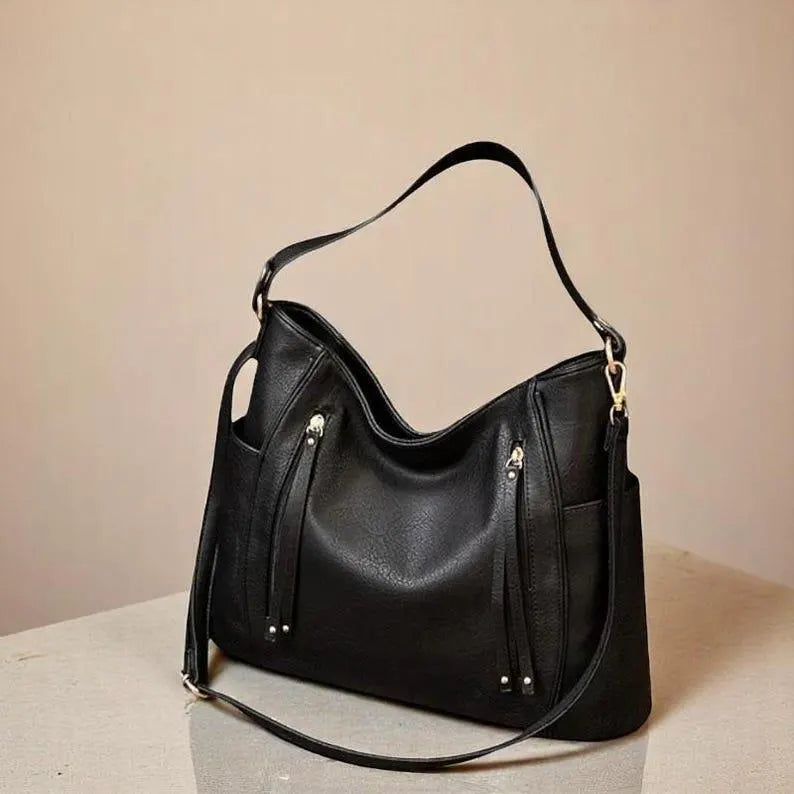 Large PU Leather Hobo Bag: Women's Shoulder Tote Purse