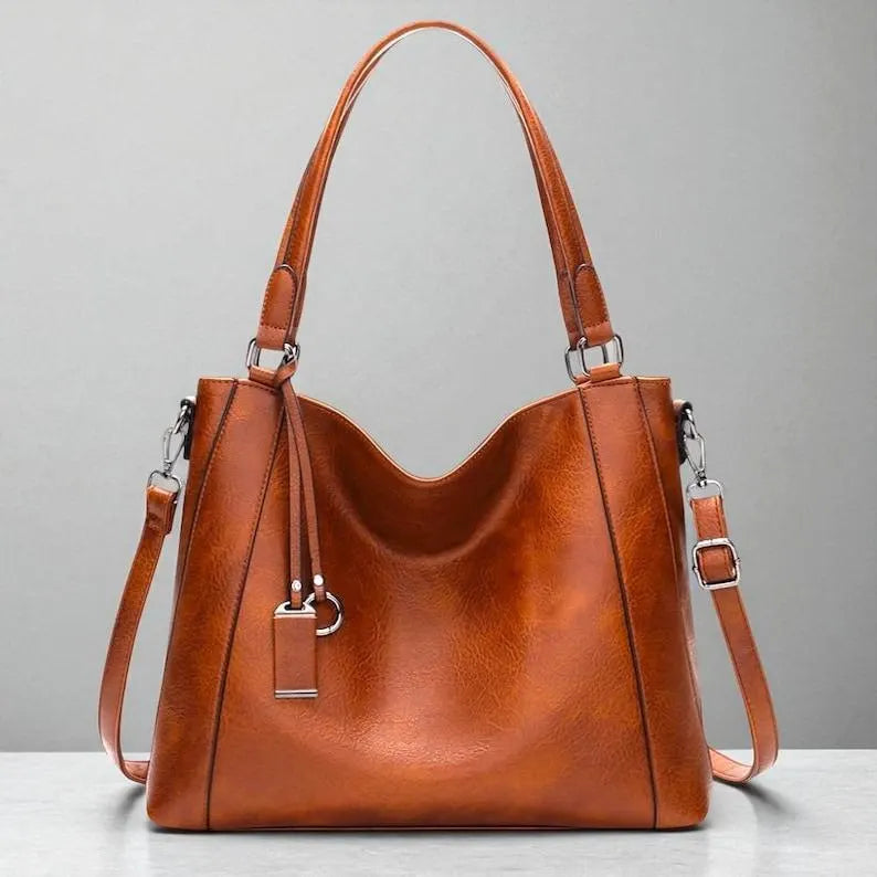 Leather Hobo Bag: Large Capacity PU Shoulder Bag Travel Tote